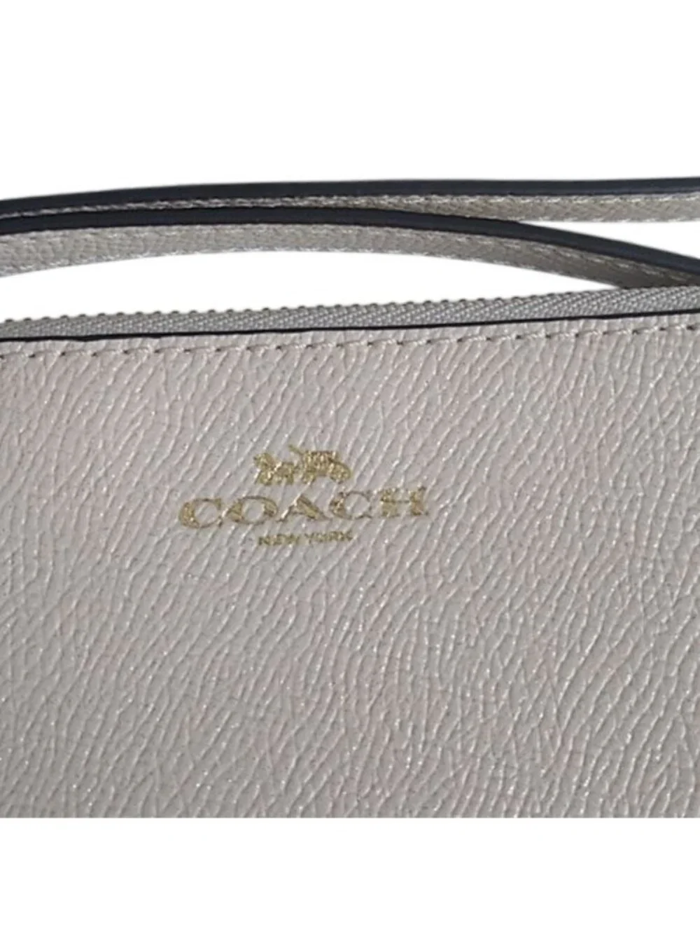Coach F15154 Corner Zip Wristlet in Glitter Crossgrain Leather IM/Chalk